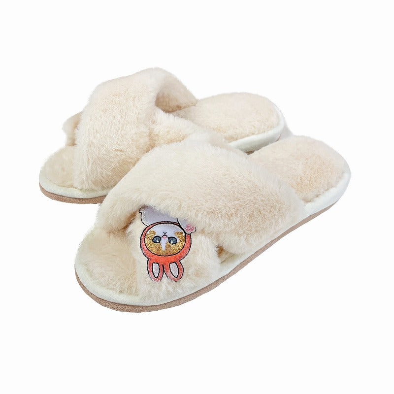 mofusand Hyoko and Cross Band Slippers (Ivory)