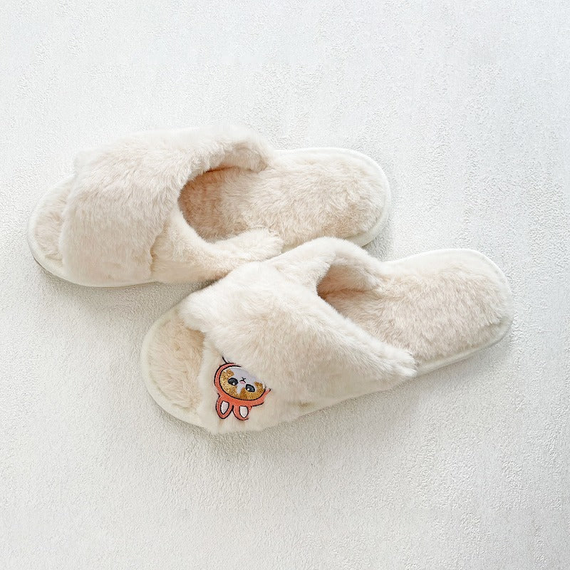 mofusand Hyoko and Cross Band Slippers (Ivory)