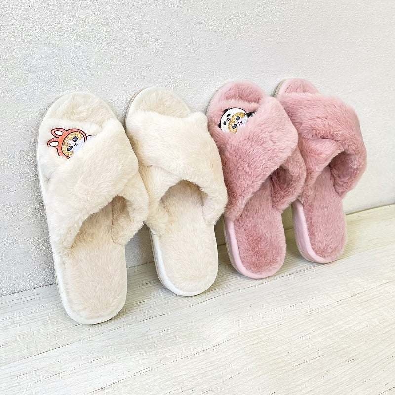 mofusand Hyoko and cross band slippers (pink)