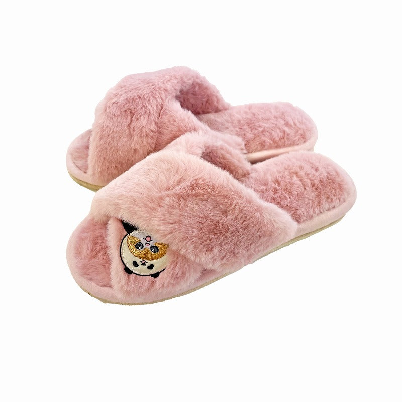 mofusand Hyoko and cross band slippers (pink)