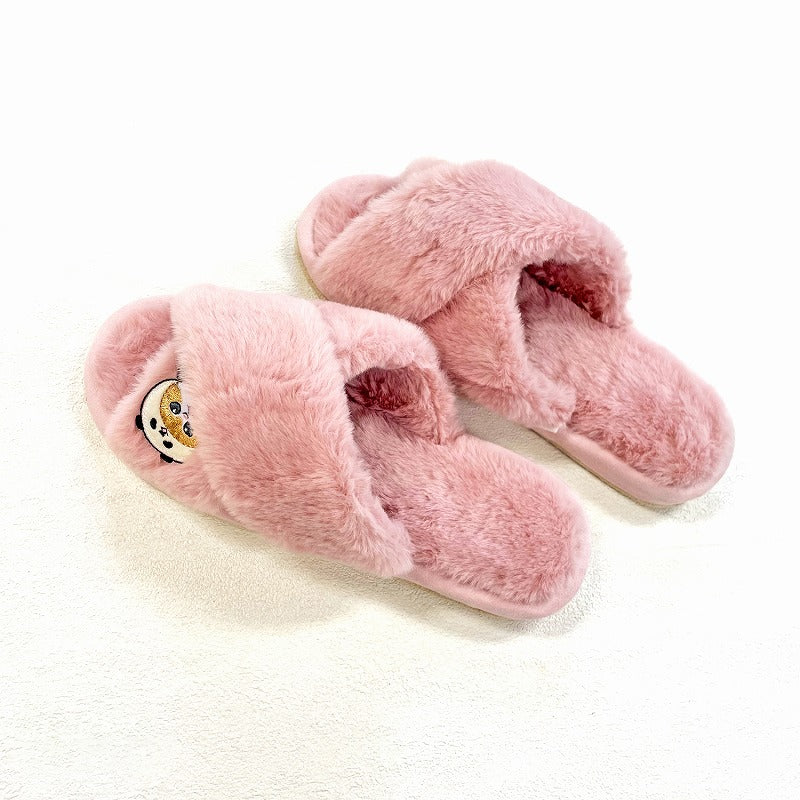 mofusand Hyoko and cross band slippers (pink)