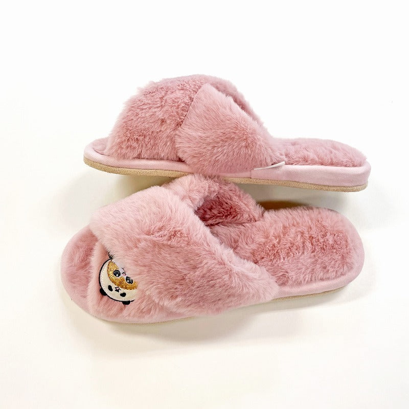 mofusand Hyoko and cross band slippers (pink)