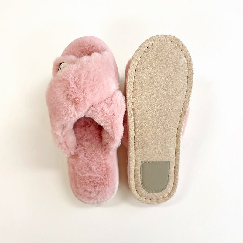 mofusand Hyoko and cross band slippers (pink)