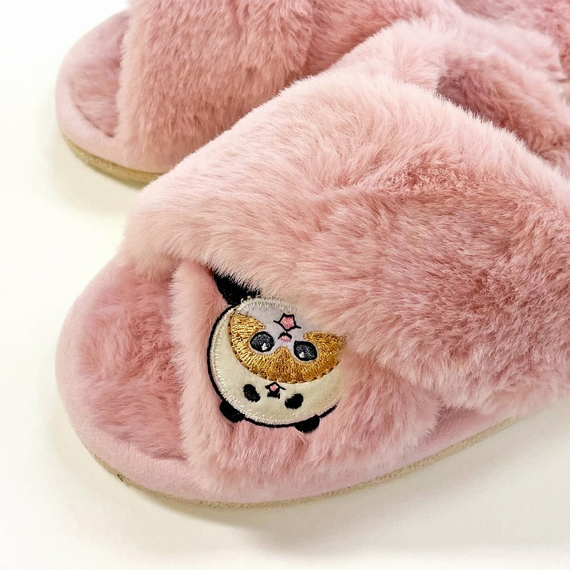 mofusand Hyoko and cross band slippers (pink)