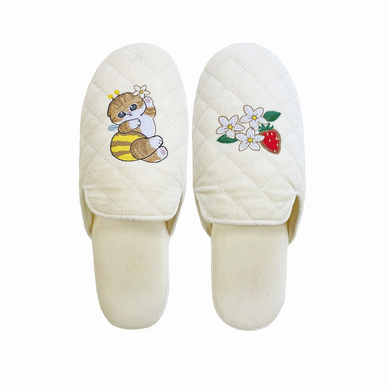 mofusand Soft slippers with heel (ivory)