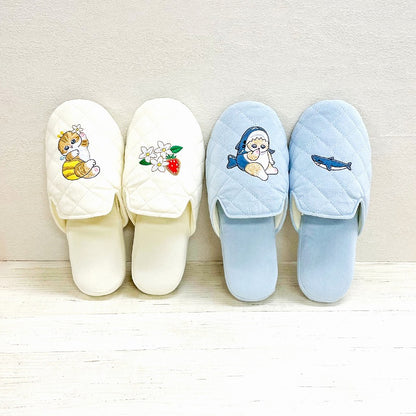 mofusand 발 뒤꿈치가있는 부드러운 슬리퍼 (아이보리)