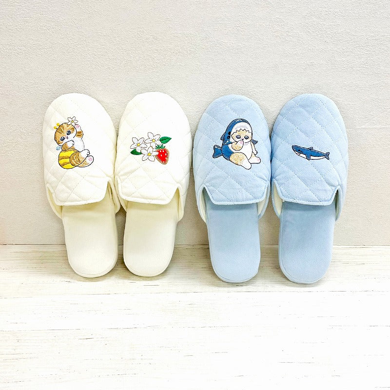 mofusand Soft slippers with heels (blue)