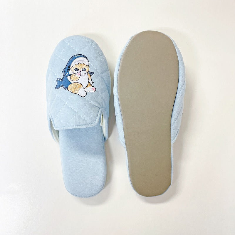 mofusand Soft slippers with heels (blue)