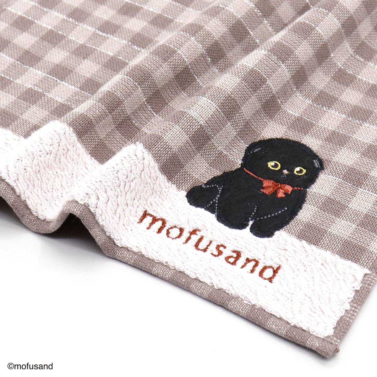mofusand 타월 손수건 (검은 고양이냥 핑크)