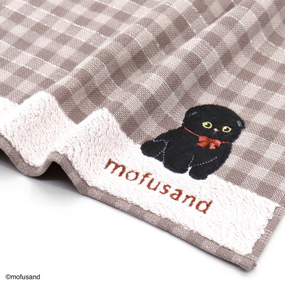 mofusand 타월 손수건 (검은 고양이냥 핑크)