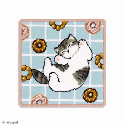 mofusand Shenir編織毛巾手帕（檢查甜甜圈藍色）