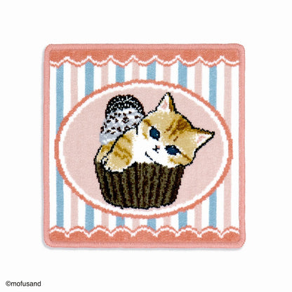 mofusand Shenir woven towel handkerchief (retro cupcake pink)