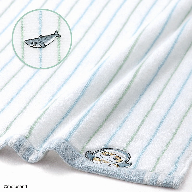 mofusand Face towel (stripe blue)