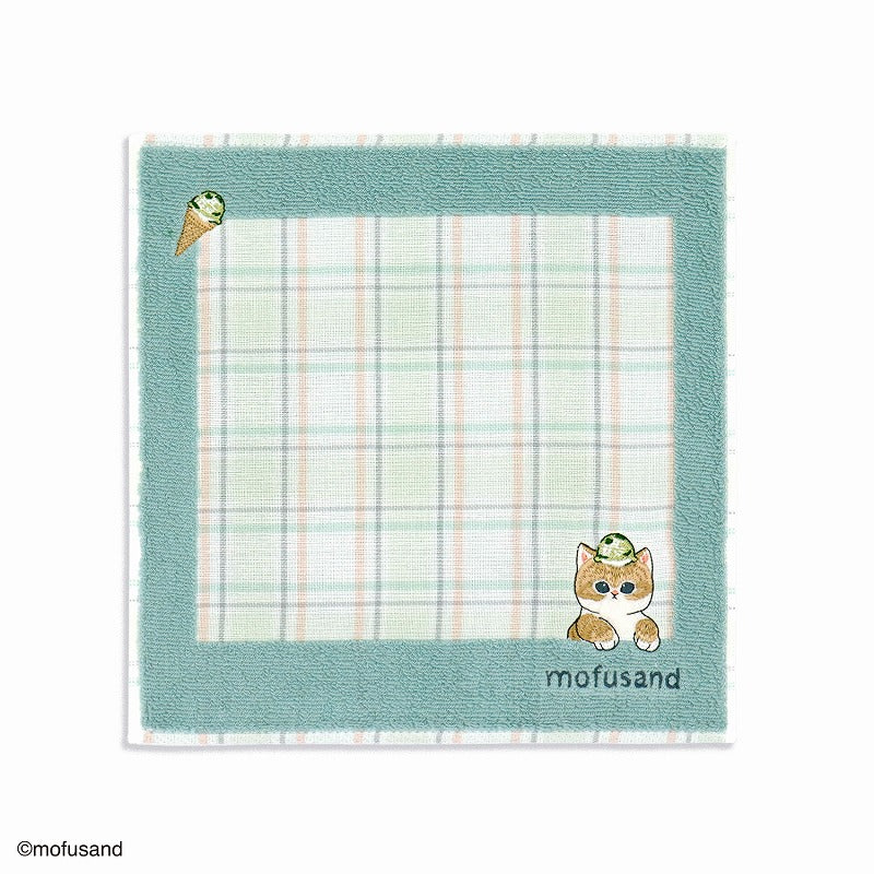 mofusand Towel handkerchief (ice cream nyan green)