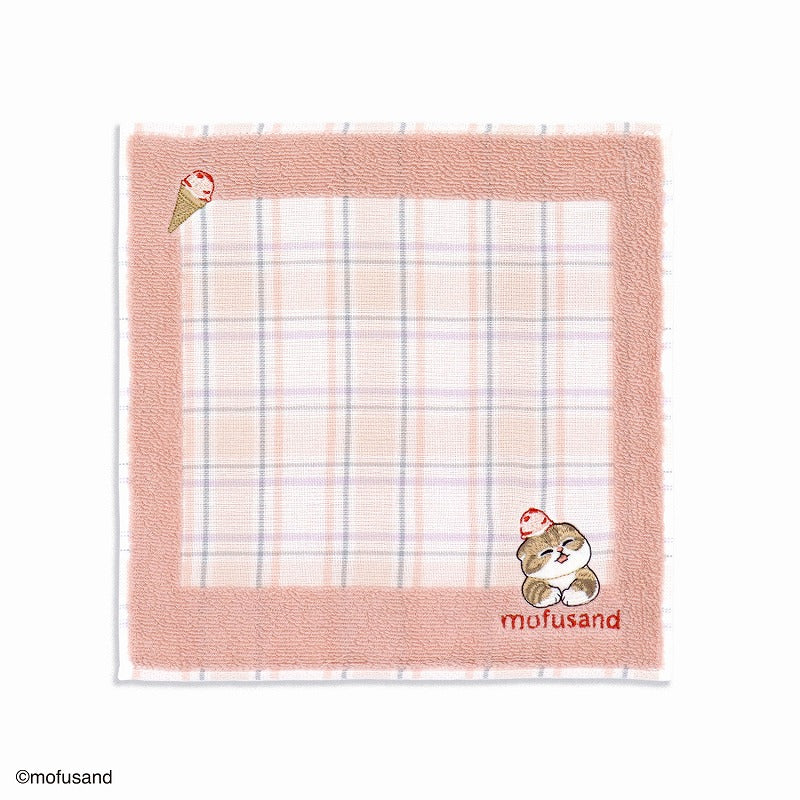 mofusand 毛巾手帕（冰淇淋Nyan Pink）