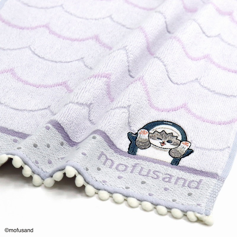 mofusand Towel handkerchief (pom pom)Shark Meow purple)