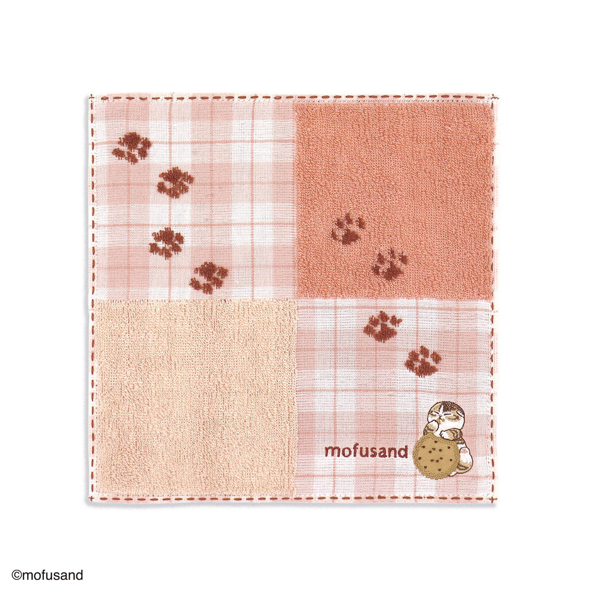 mofusand Towel Handkerchief (Cookie Meow Pink)