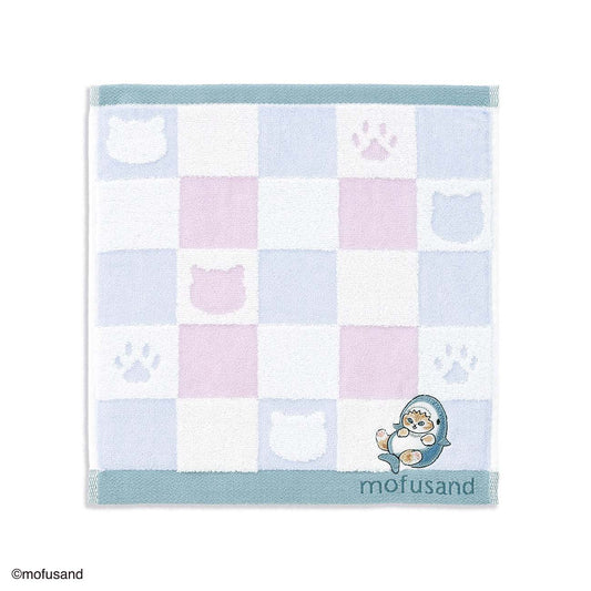 mofusand Towel Handkerchief (Sitting Meow Blue)
