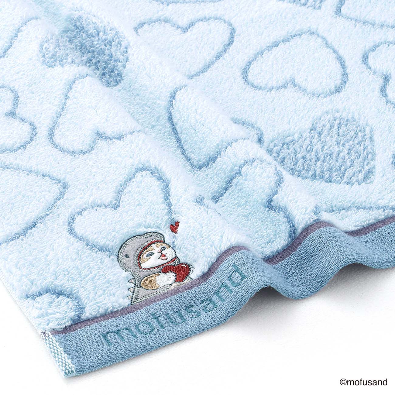 mofusand Face Towel (Dinosaur Meow Blue)