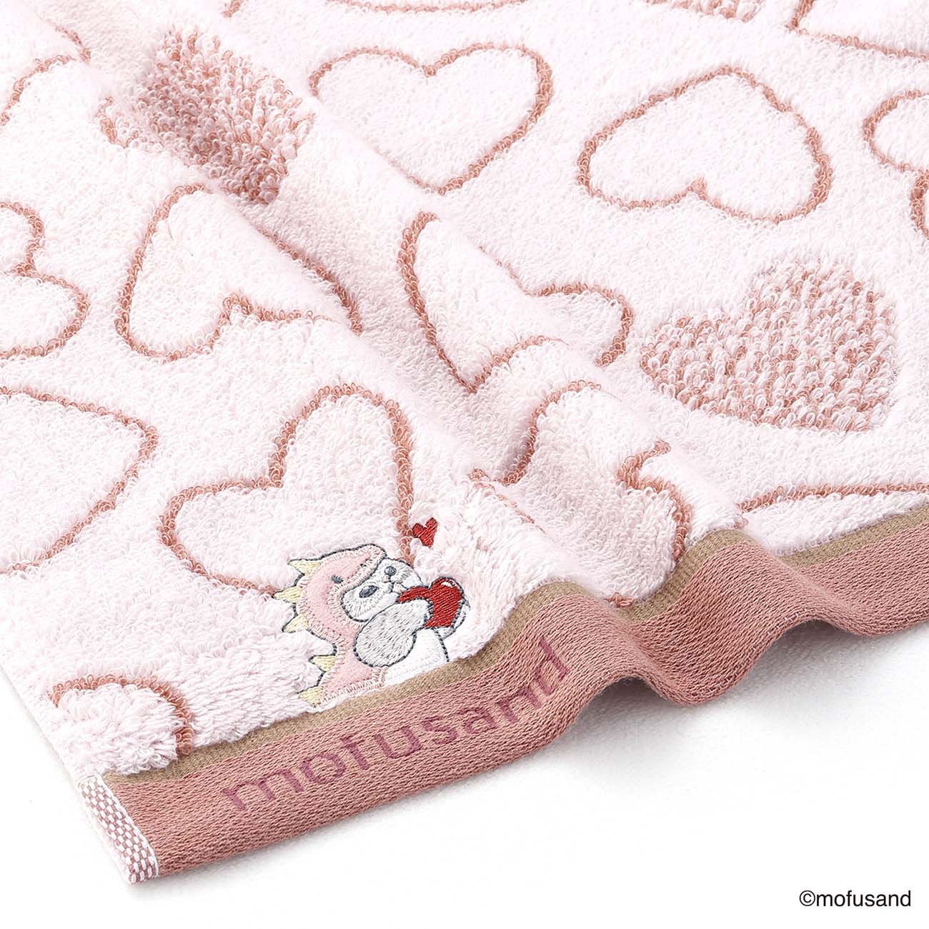 mofusand Face Towel (Dinosaur Meow Pink)
