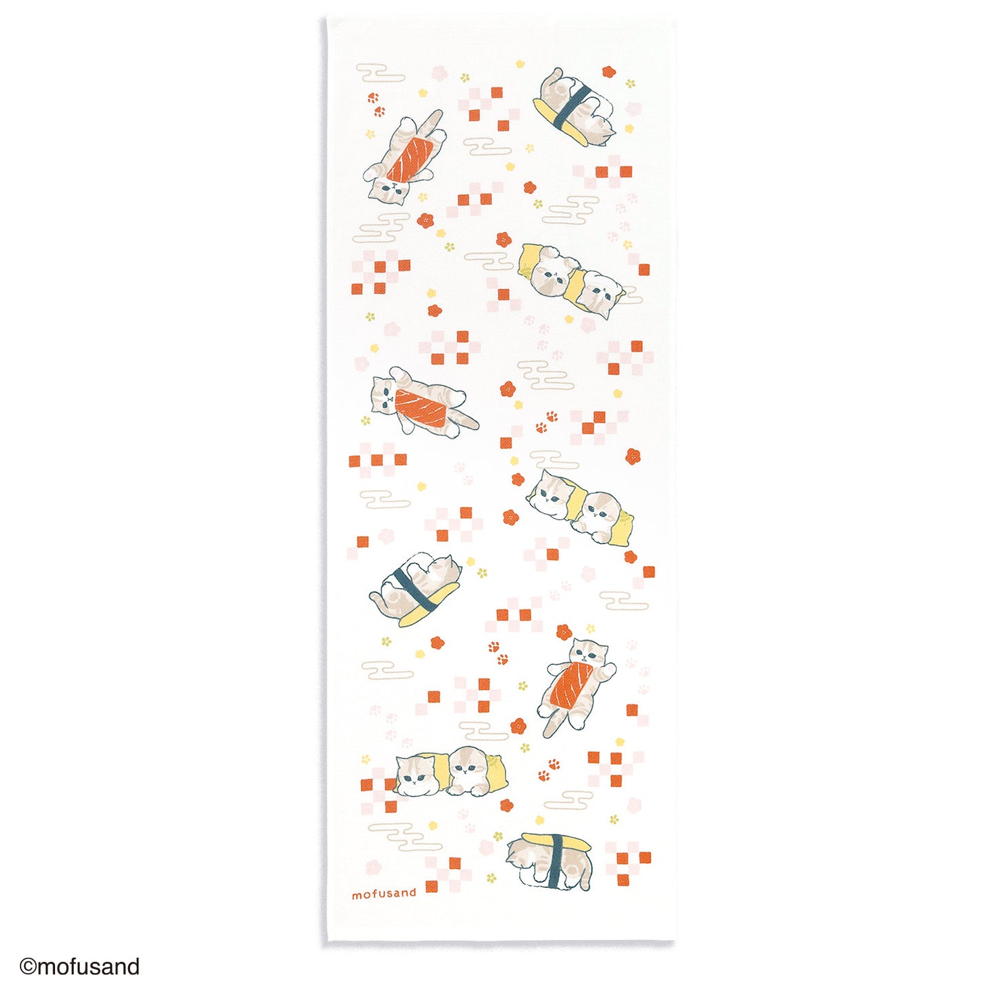 mofusand Tenugui Towel (Elegant Sushi Meow - White)