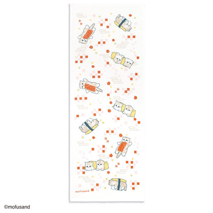 mofusand Tenugui Towel (Elegant Sushi Meow - White)