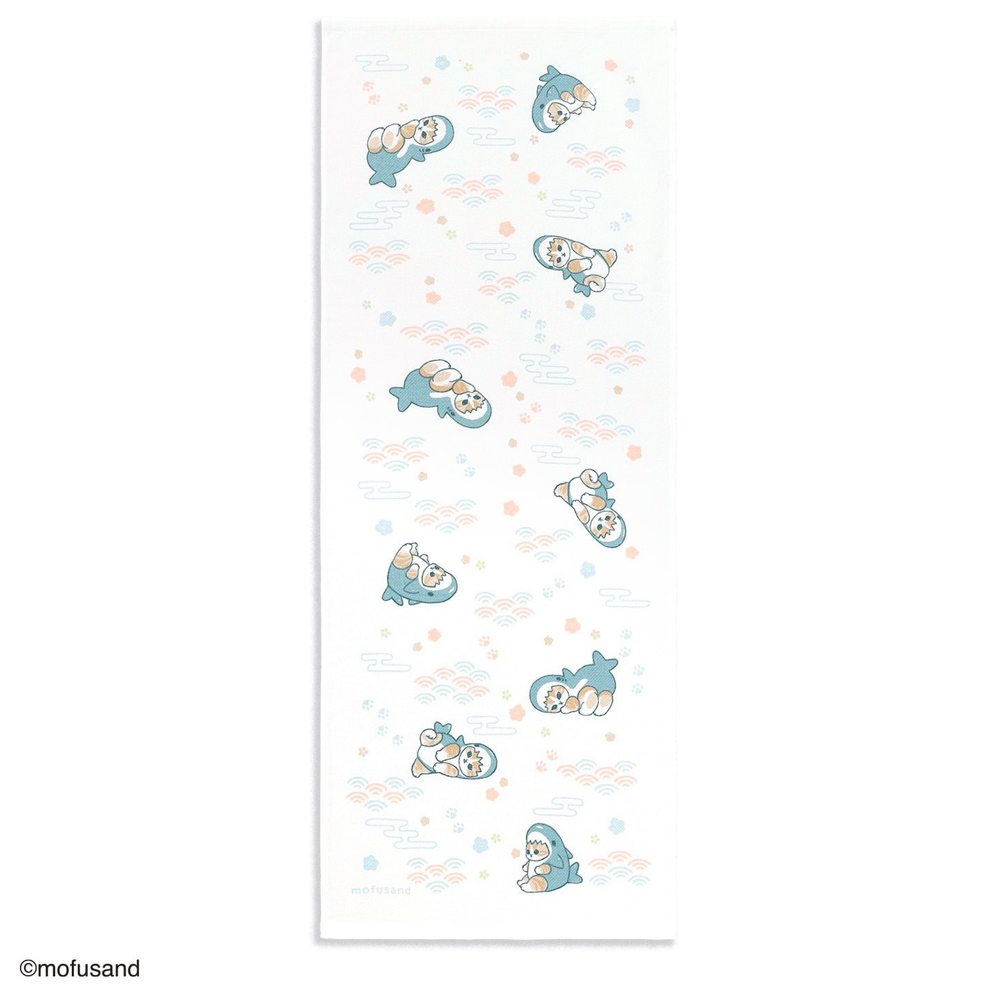 mofusand Tenugui Towel (Elegant Shark Meow - White)