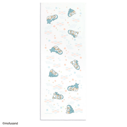 mofusand Tenugui Towel (Elegant Shark Meow - White)