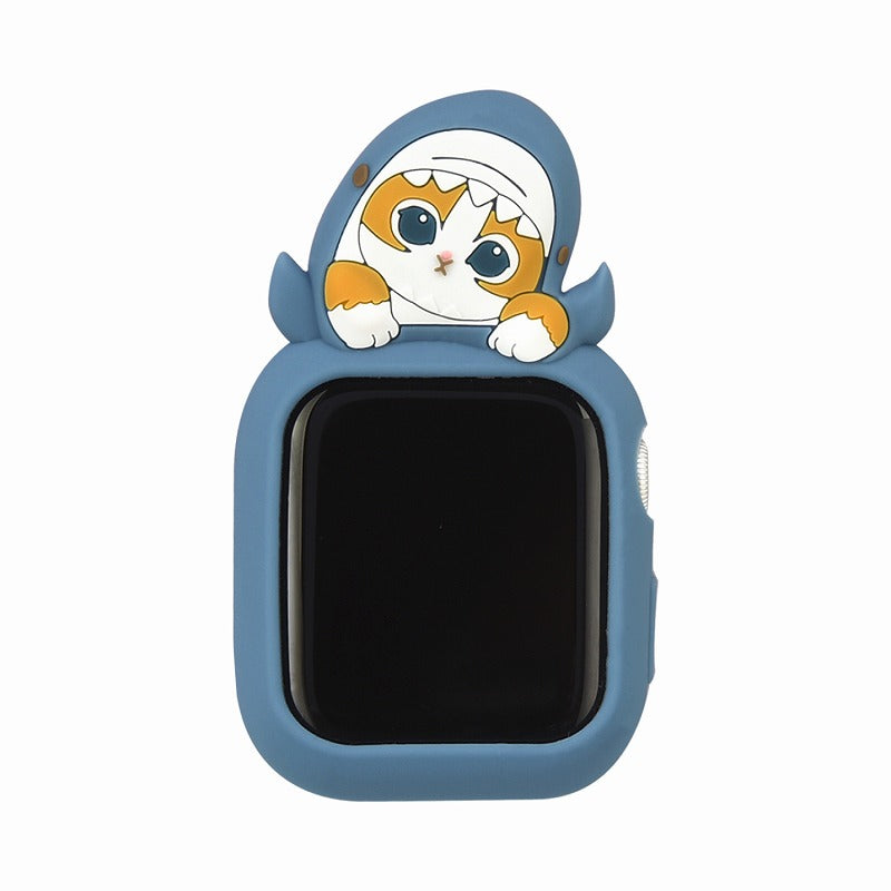 mofusand Apple Watch 41/40mm兼容的矽膠盒（鯊魚貓)