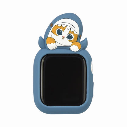 mofusand Apple Watch 41/40mm兼容的矽膠盒（鯊魚貓)