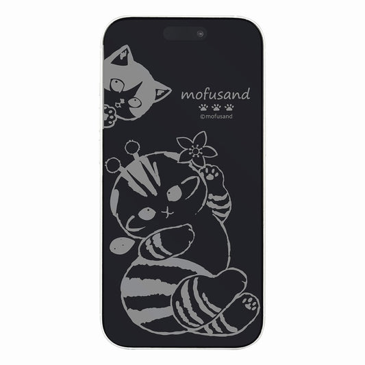 mofusand iPhone 15 / 15pro / 14 / 14pro / 13 / 13PRO compatible glass screen protector (bee Nyan)
