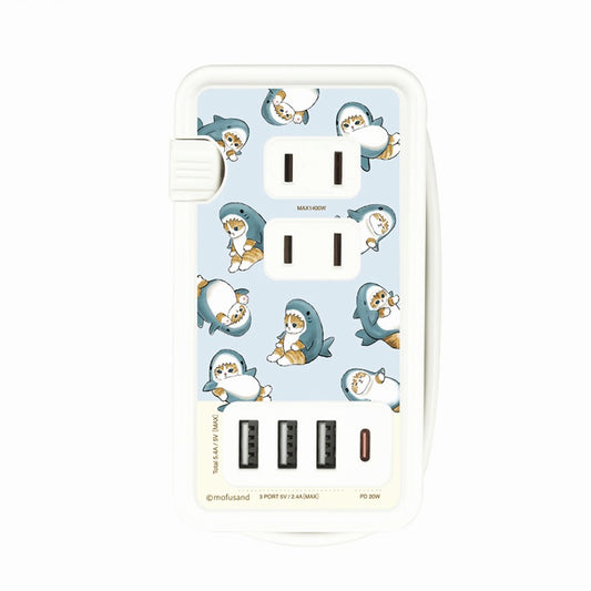 mofusand USB/USB Type-Cポート付きACタップ(サメにゃん)
