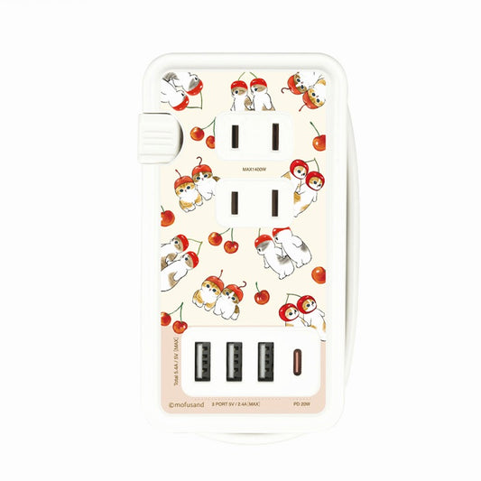 mofusand USB/USB Type-Cポート付きACタップ(さくらんぼにゃん)