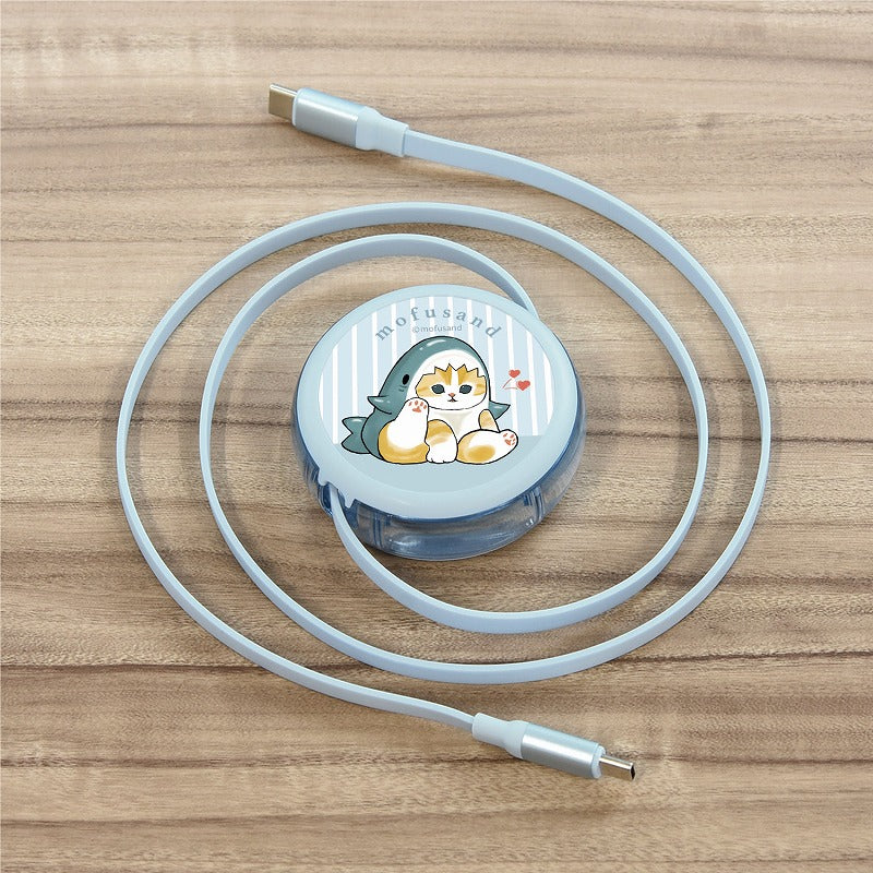 mofusand PD60W対応 USB2.0 リール式Type-Cケーブル(サメにゃん