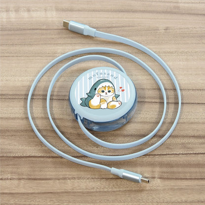 mofusand PD60W compatible USB2.0 reel type Type-C cable (shark Nyan)