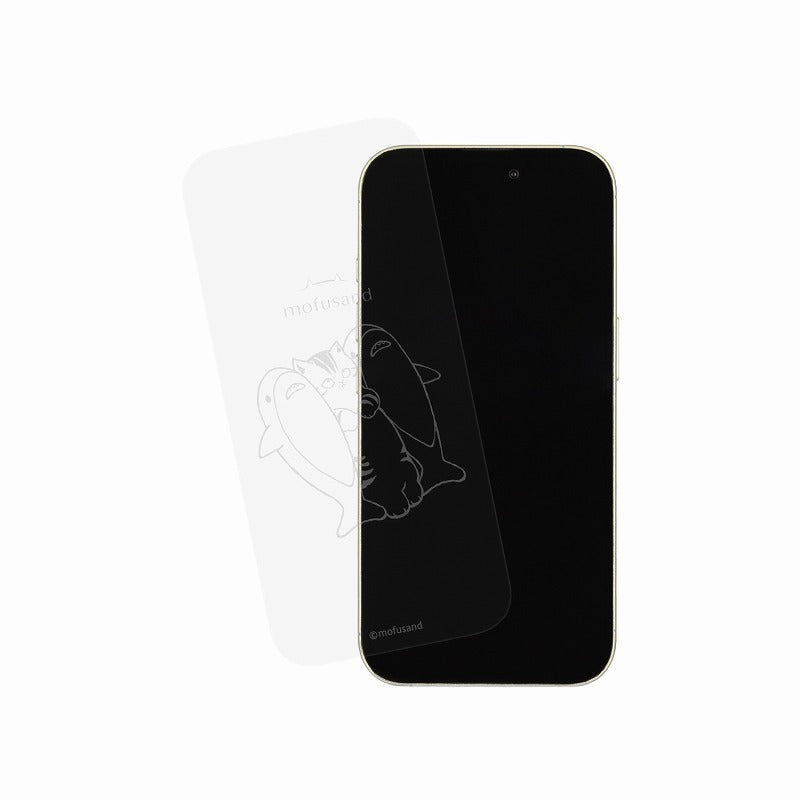 mofusand iPhone compatible glass screen protector (Shark Meow)