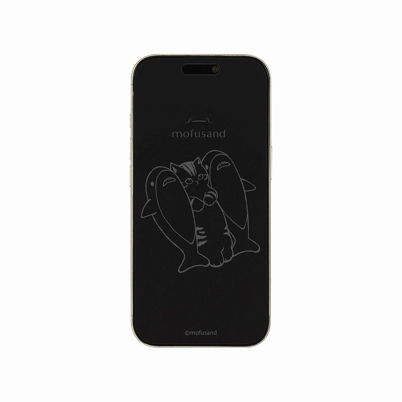 mofusand iPhone16Pro 호환 유리 화면 보호기 (상어냥)