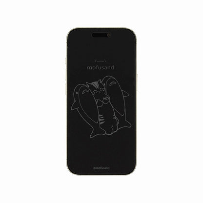 mofusand iPhone16Pro 호환 유리 화면 보호기 (상어냥)