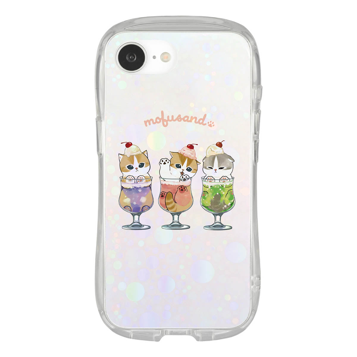 mofusand Crystal Clear Case for iPhone16e (Cream Soda Meow)