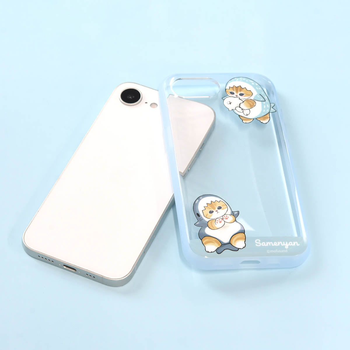 mofusand IIIIfit Clear Case for iPhone16e (Blue)