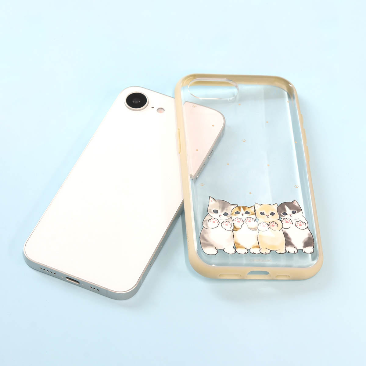 mofusand IIIIfit Clear iPhone16e対応ケース(ベージュ)