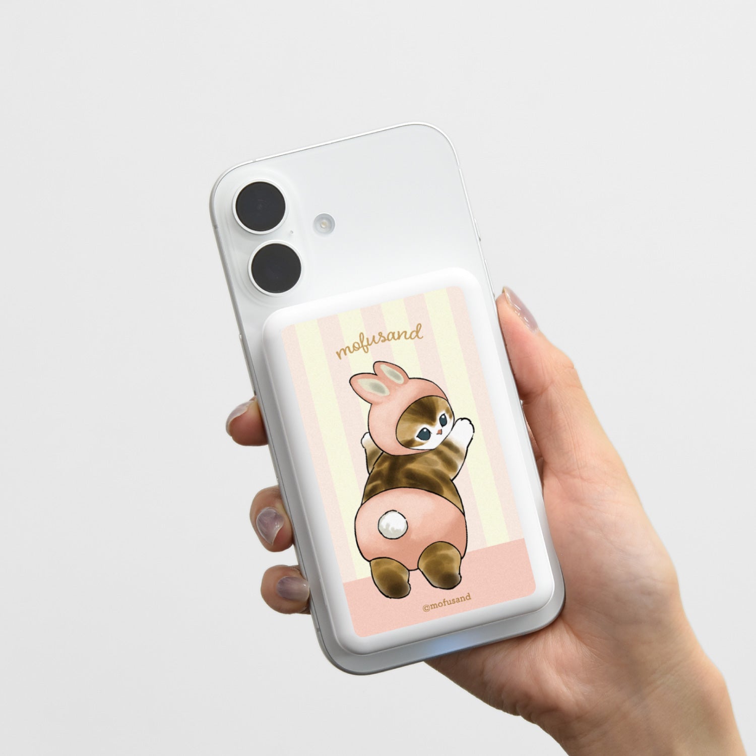 mofusand MagSafe対応ワイヤレスリチウム充電器5000mAh(うさにゃん