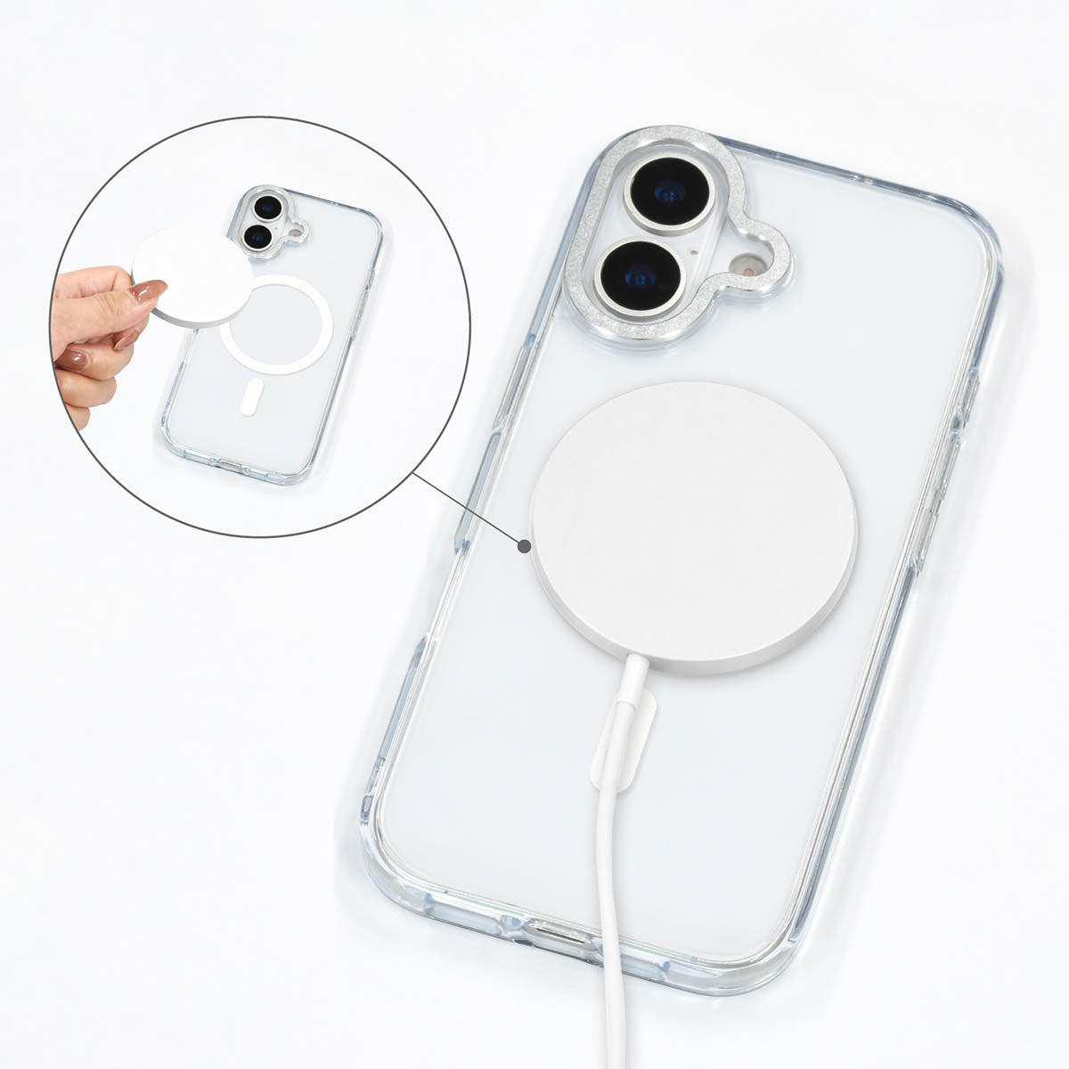 mofusand Camera Frame iPhone MagSafe Case (Shark Meow)