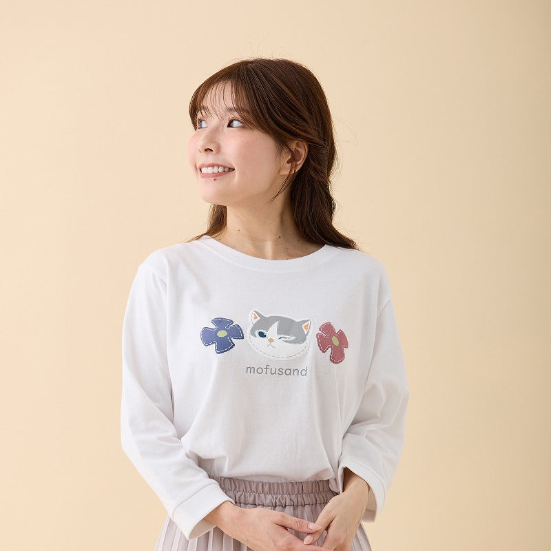 mofusand 7分丈Tシャツ ハチワレ ホワイト | mofusandもふもふマーケット