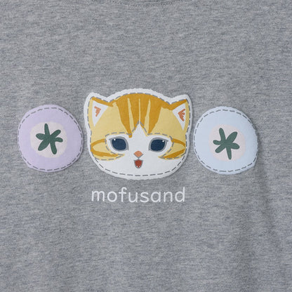 mofusand 7 -length T -shirt tea trimming gray