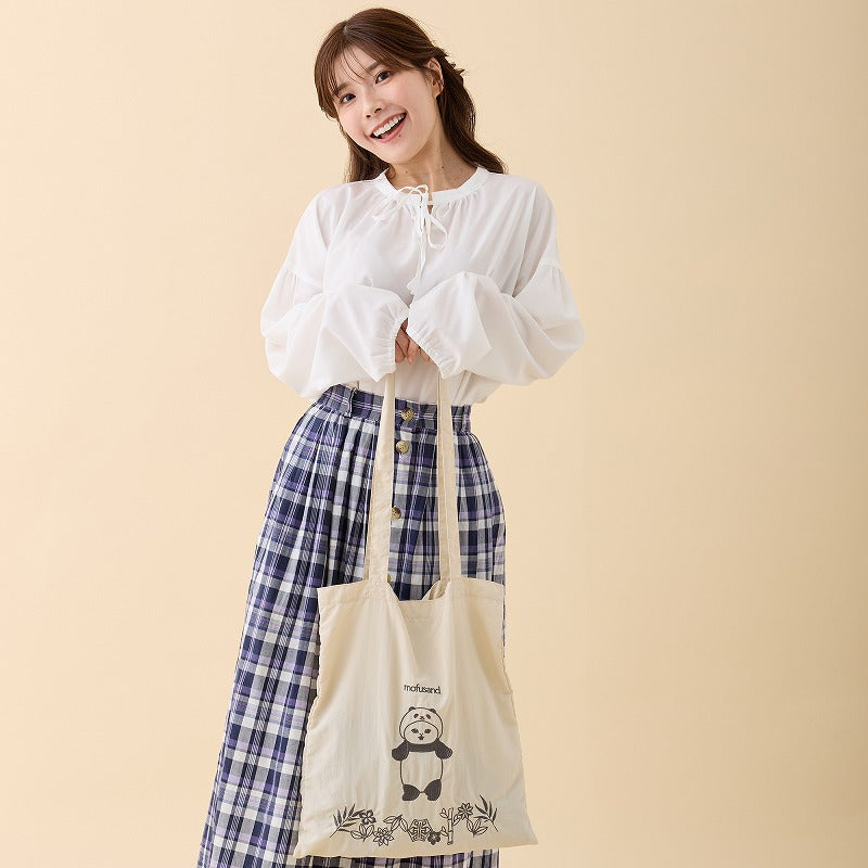 mofusand 刺繍トートバッグ パンダにゃん ホワイト