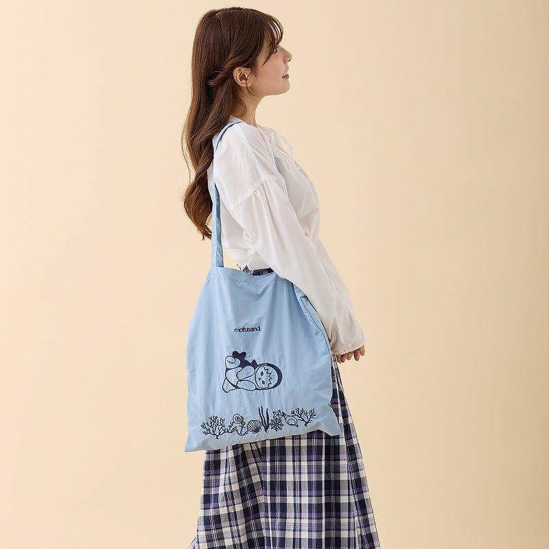mofusand 刺繍トートバッグ サメにゃん ブルー