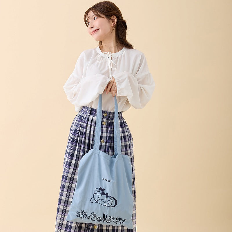mofusand 刺繍トートバッグ サメにゃん ブルー