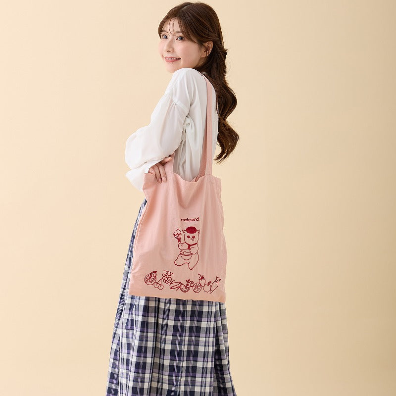 mofusand 刺繍トートバッグ スイーツにゃん ピンク