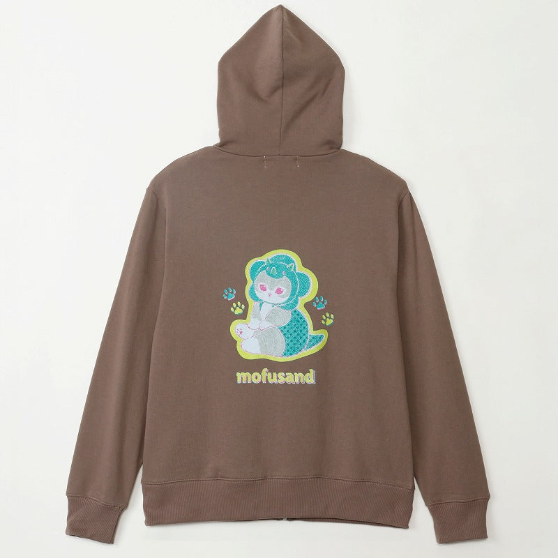 mofusand レトロ パーカー かいじゅうにゃん カーキ | mofusand